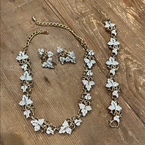 Vintage Sarah Coventry Vine & Leaves Gold & Silver Bracelet and Clip-on Earrings